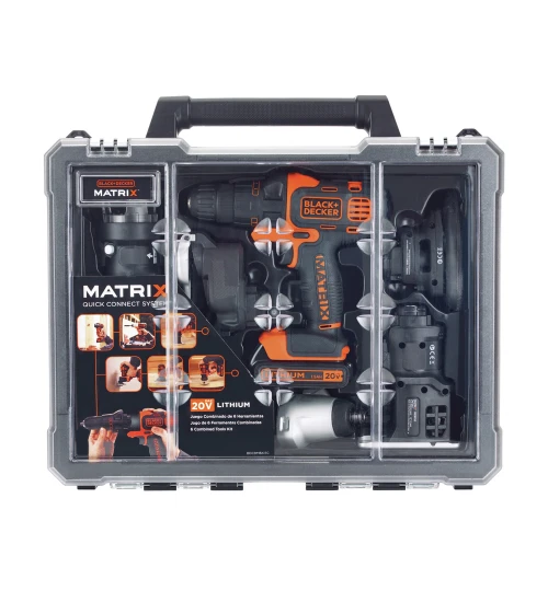 Kit Ferramenta Combinada 6 Em 1 Matrix 20v c/ 2 baterias - BlackDecker - Bdcdm6kitc-BR